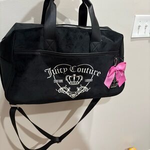 SOLD!! Juicy Couture Black Travel Bag with Pink Bow Charm
